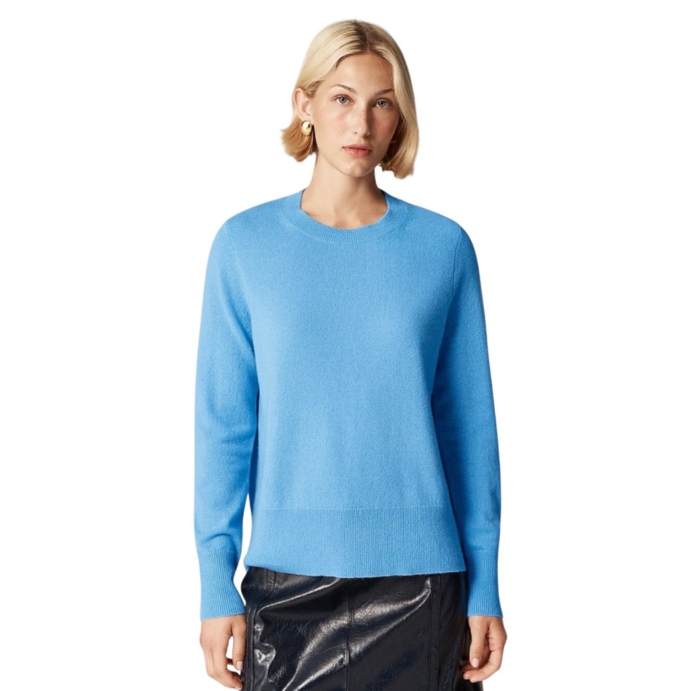 J.Crew Cashmere Crewneck Sweater Cornflower Blue Minimalist Luxe Great Gift M